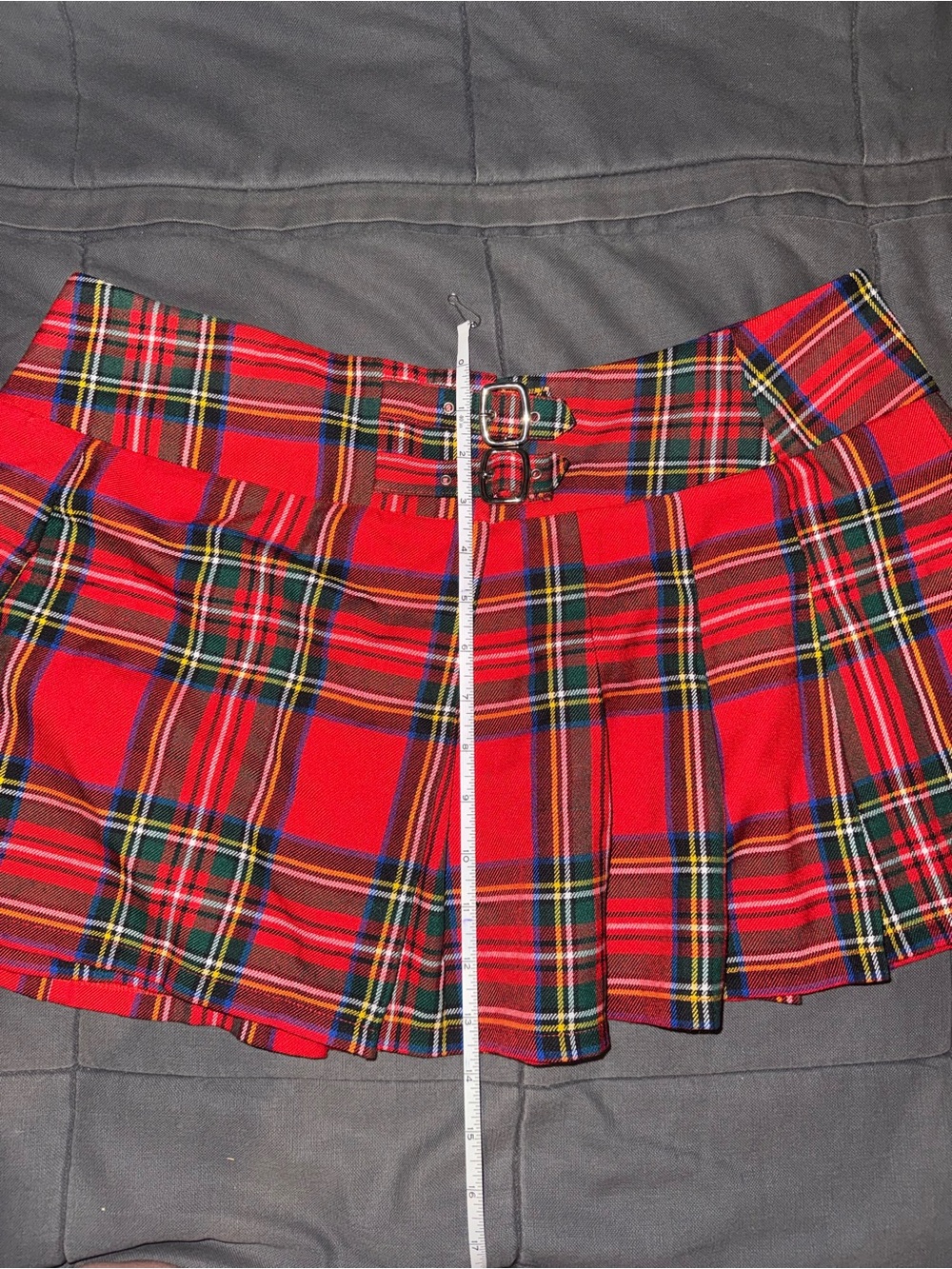 Vintage 90s MISS SHOP Red Royal Stewart Tartan Pleated Mini Skirt Sz 14 Y2K⁠ - Picture 4 of 8